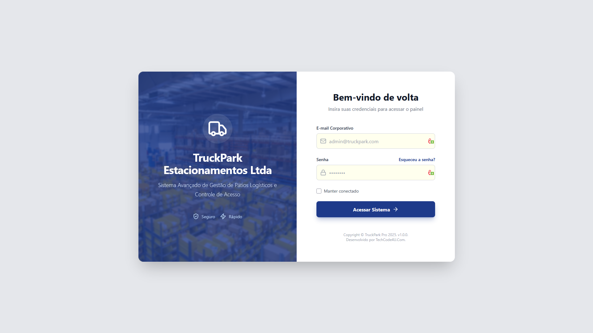 TruckPark Pro - Gestão de Estacionamento & Pátios